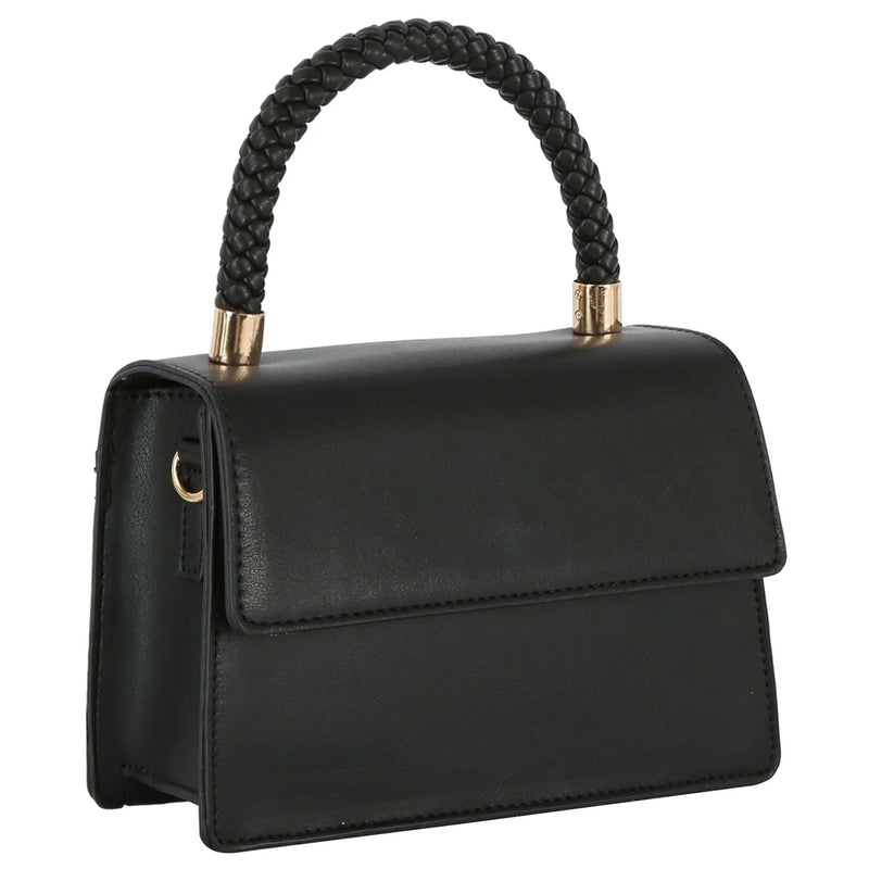 Braided Handle Hand Bag - Black - Shoulder Bags