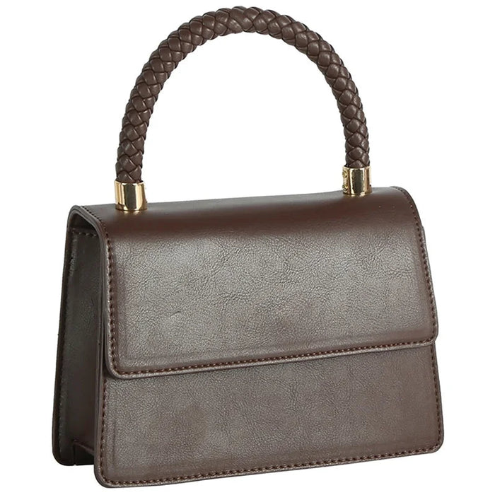 Braided Handle Hand Bag - Coffee - Shoulder Bags