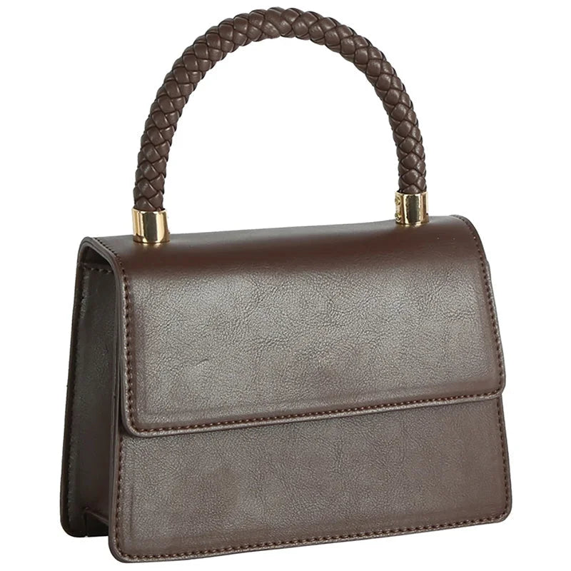 Braided Handle Hand Bag - Coffee - Shoulder Bags