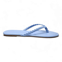 Light blue braided thong sandal with stylish braided straps for summer wear