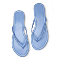 Light blue braided thong sandal with stylish braided straps for summer comfort