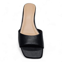 Black leather mule with mini kitten heel from Brat Single Band Mini Kitten Heel collection