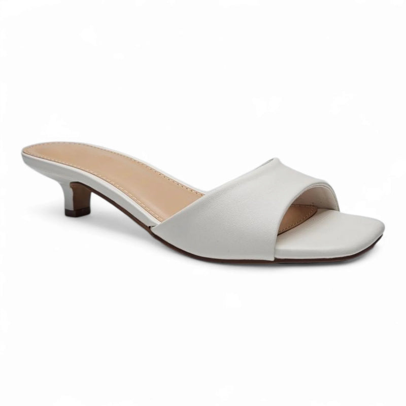 White kitten heel sandal from Brat Single Band Mini Kitten Heel collection