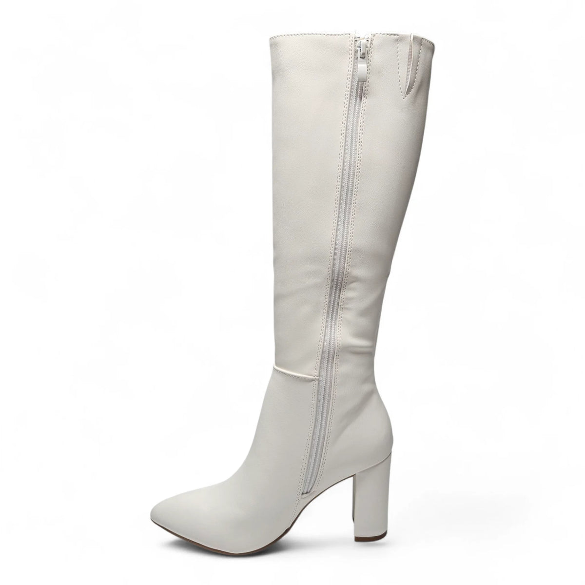 Brazil Pointed Toe Block Heel Knee High Boots