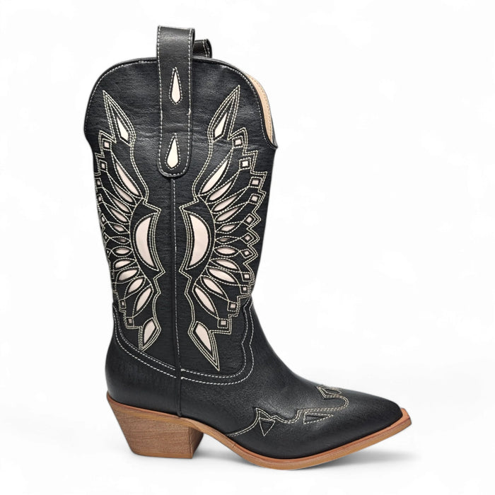 Britany Cut Out Western Boot - Black