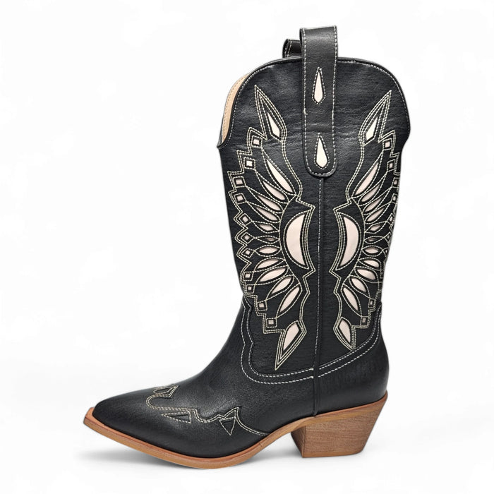 Britany Cut Out Western Boot - Black
