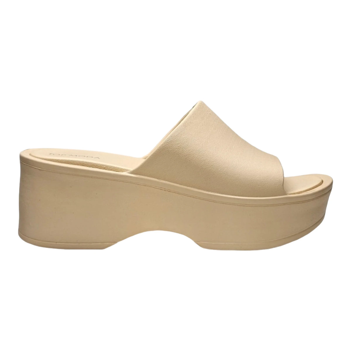 Beige Brooklyn Platform Slides featuring a chunky sole for stylish comfort