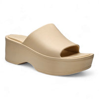 Beige Brooklyn Platform Slides with chunky sole for stylish comfort and support