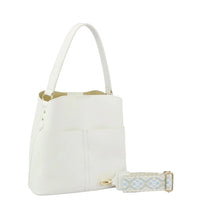 White leather Bucket Hobo Bag with a single strap handle for stylish versatility