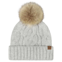 Cable Knit Faux Fur Pom Pom Beanie