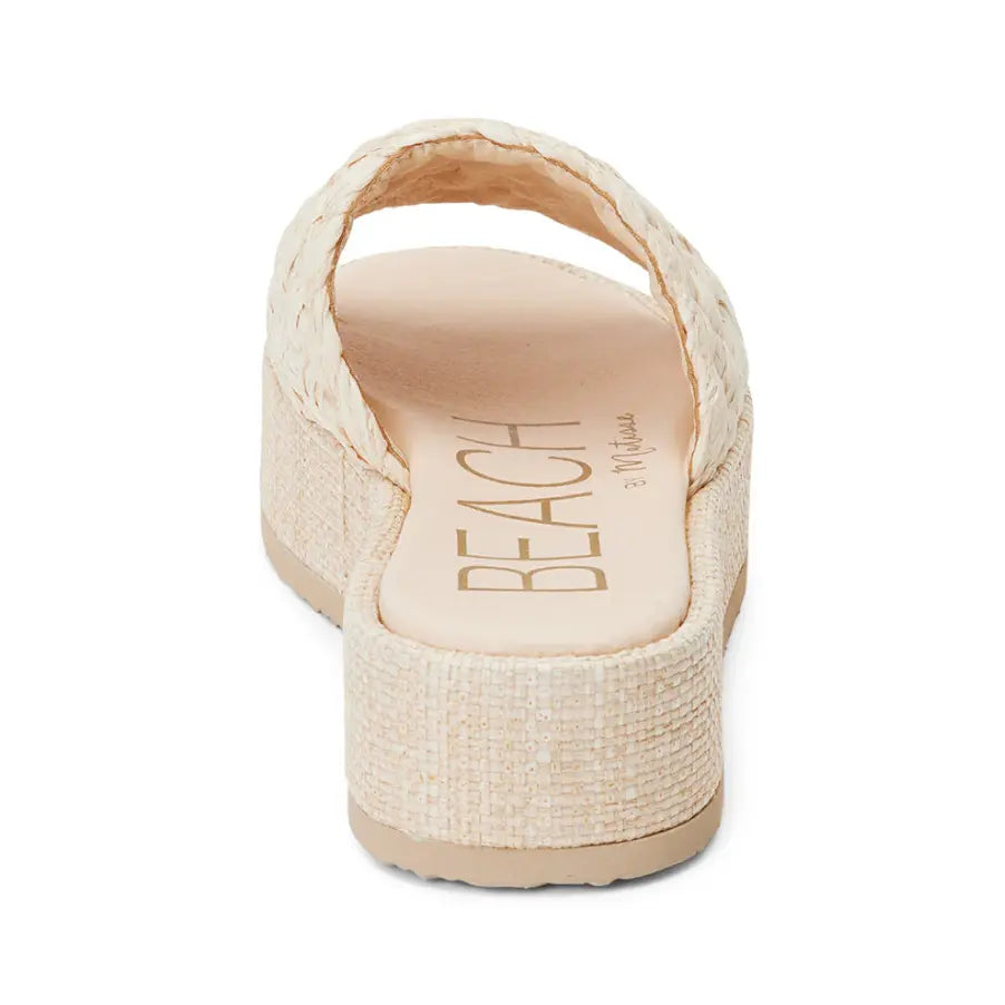 Beige textured Cairo Raffia Platform Sandal with flat sole for stylish comfort