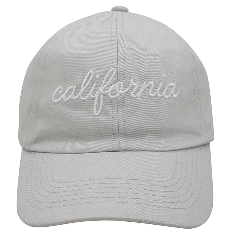 Gray California Baseball Cap with California embroidery, stylish baseball cap accessory
