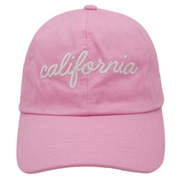 Pink California Baseball Cap with embroidered California lettering, stylish baseball cap for casual wear