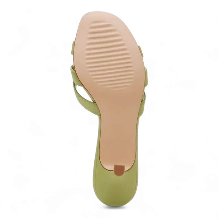 Cary Strappy Kitten-Heel Mule Sandals - Tan