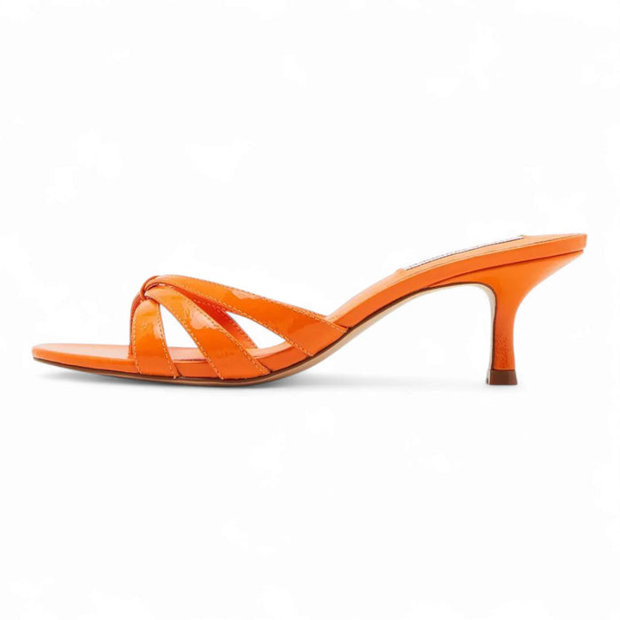 Cary Strappy Kitten-Heel Mule Sandals - Orange