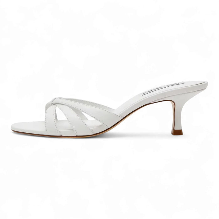 Cary Strappy Kitten-Heel Mule Sandals - White