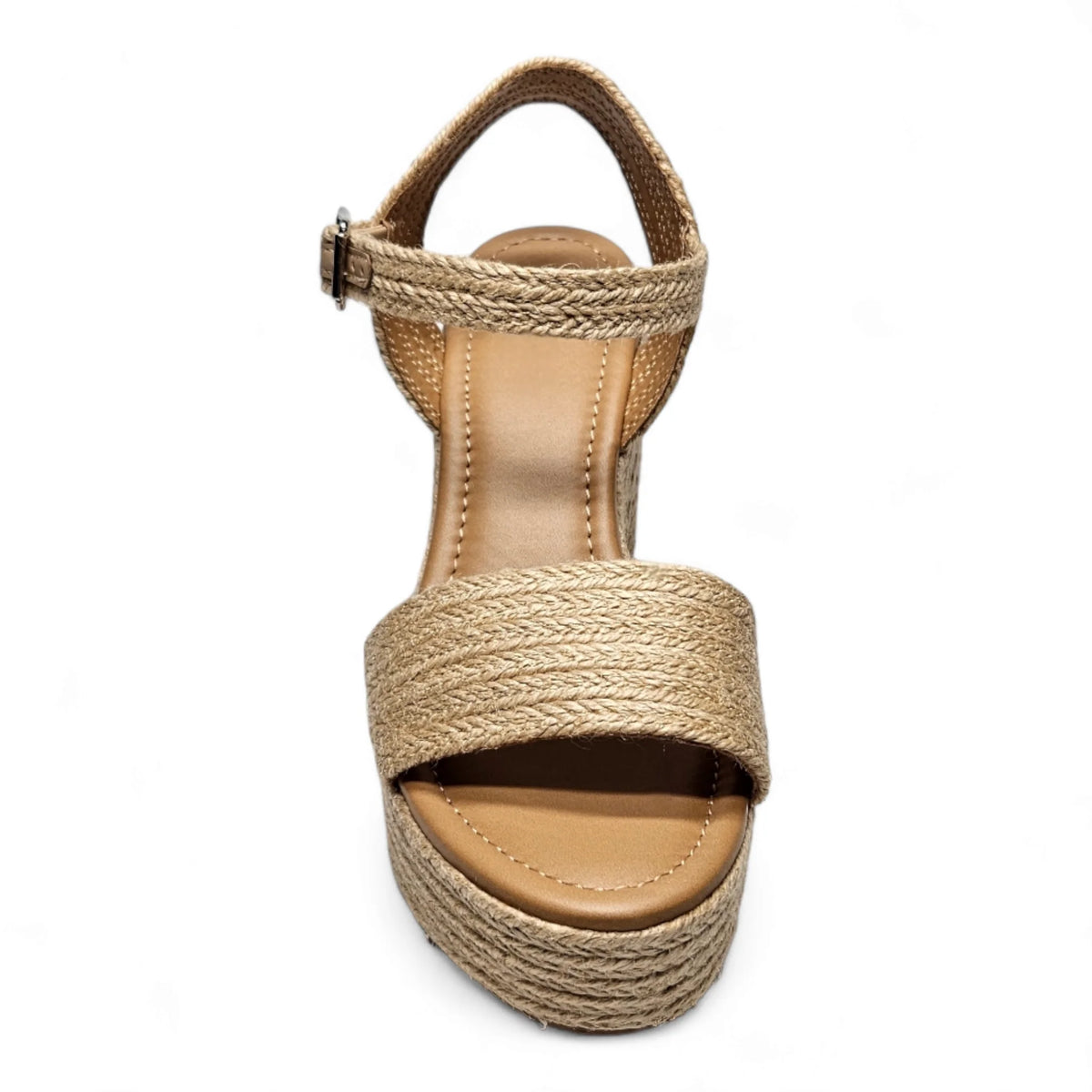 Beige Castle Wedge espadrille sandals with ankle strap for stylish comfort