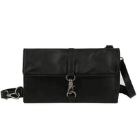 Black rectangular clutch bag with metal clasp, perfect casual messenger crossbody purse