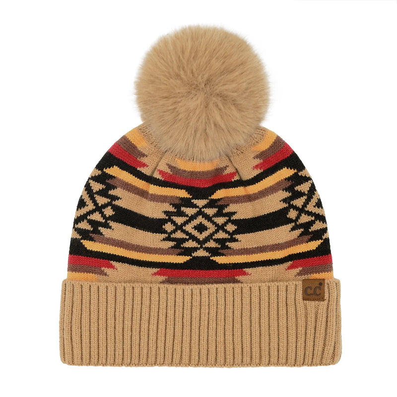 CC Aztec Pom Beanie