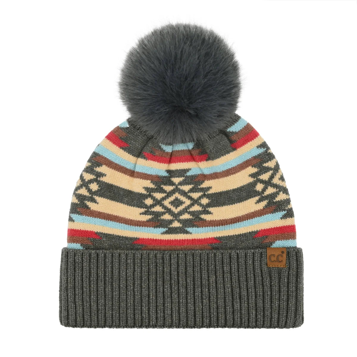 CC Aztec Pom Beanie