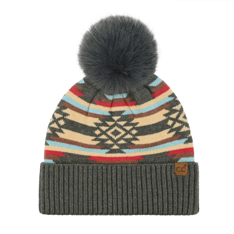 CC Aztec Pom Beanie