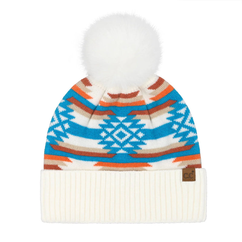 CC Aztec Pom Beanie