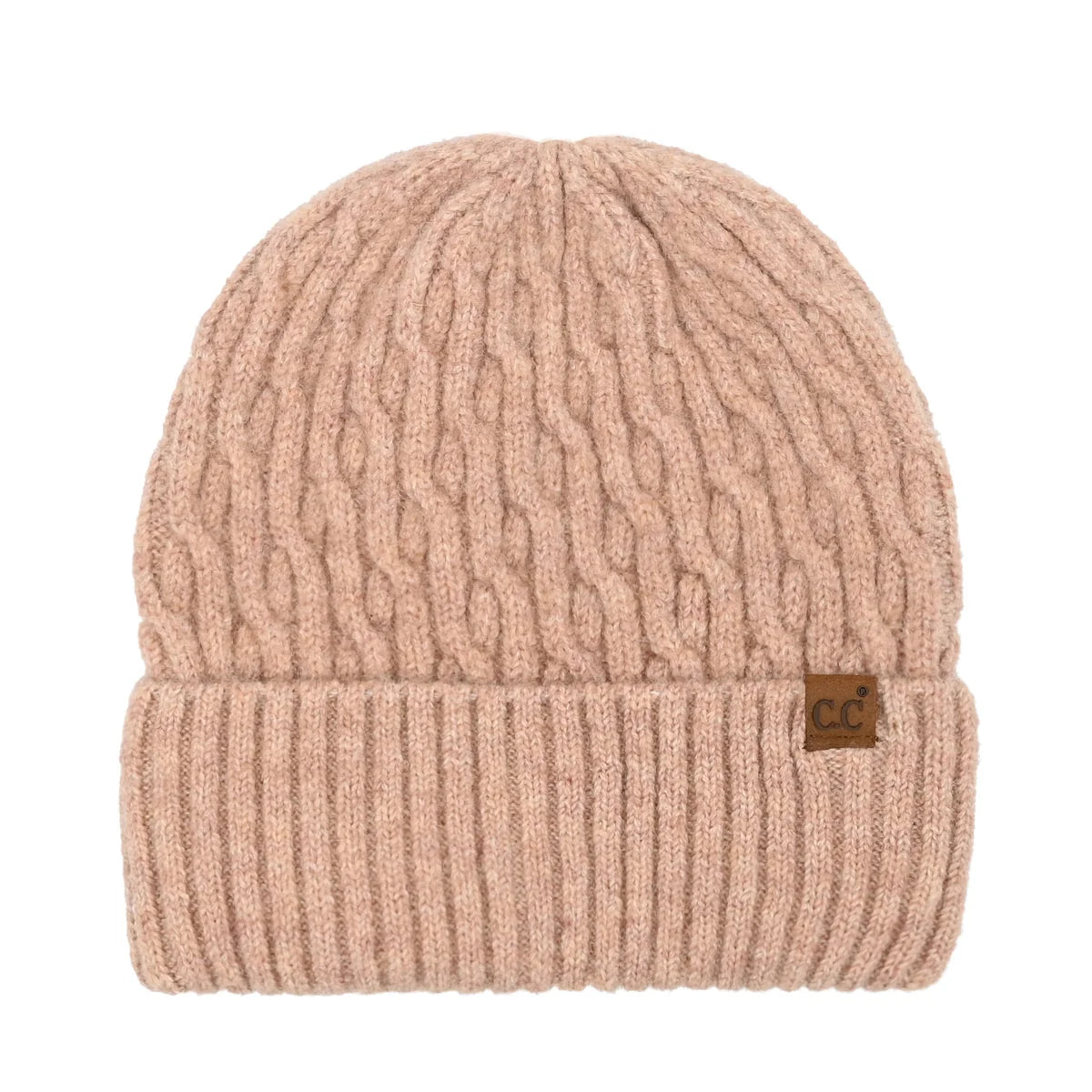 Cc Cable Cuff Pom Beanie