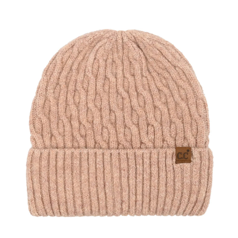 Cc Cable Cuff Pom Beanie