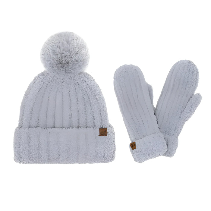 CC Cozy Yarn Hat &amp; Mitten Set - Grey