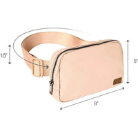 Beige CC Waterproof Belt Bag featuring zipper closure and adjustable strap