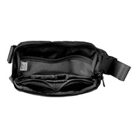 Black CC Waterproof Belt Bag features multiple compartments and an adjustable strap