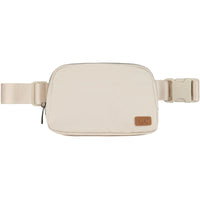 Beige CC Waterproof Belt Bag features adjustable strap and zipper closure for convenience