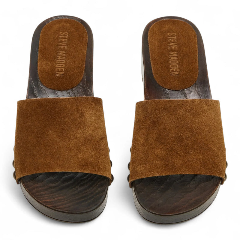 Cento Chestnut Suede Studded Slide Sandal - HEELS