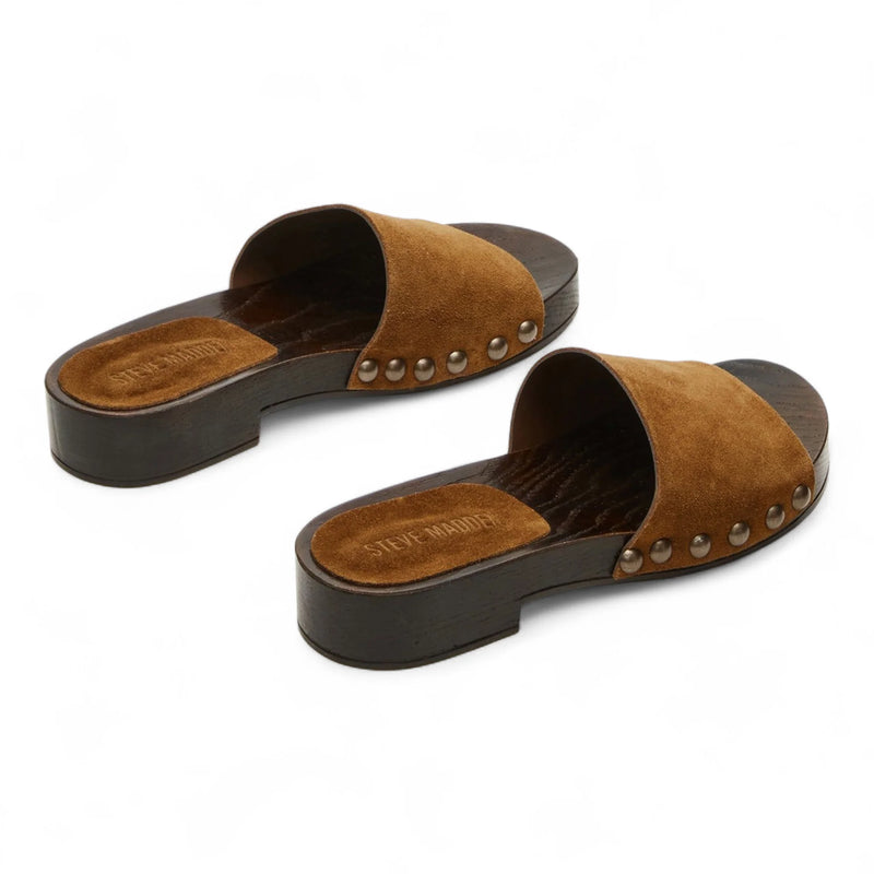 Cento Chestnut Suede Studded Slide Sandal - HEELS