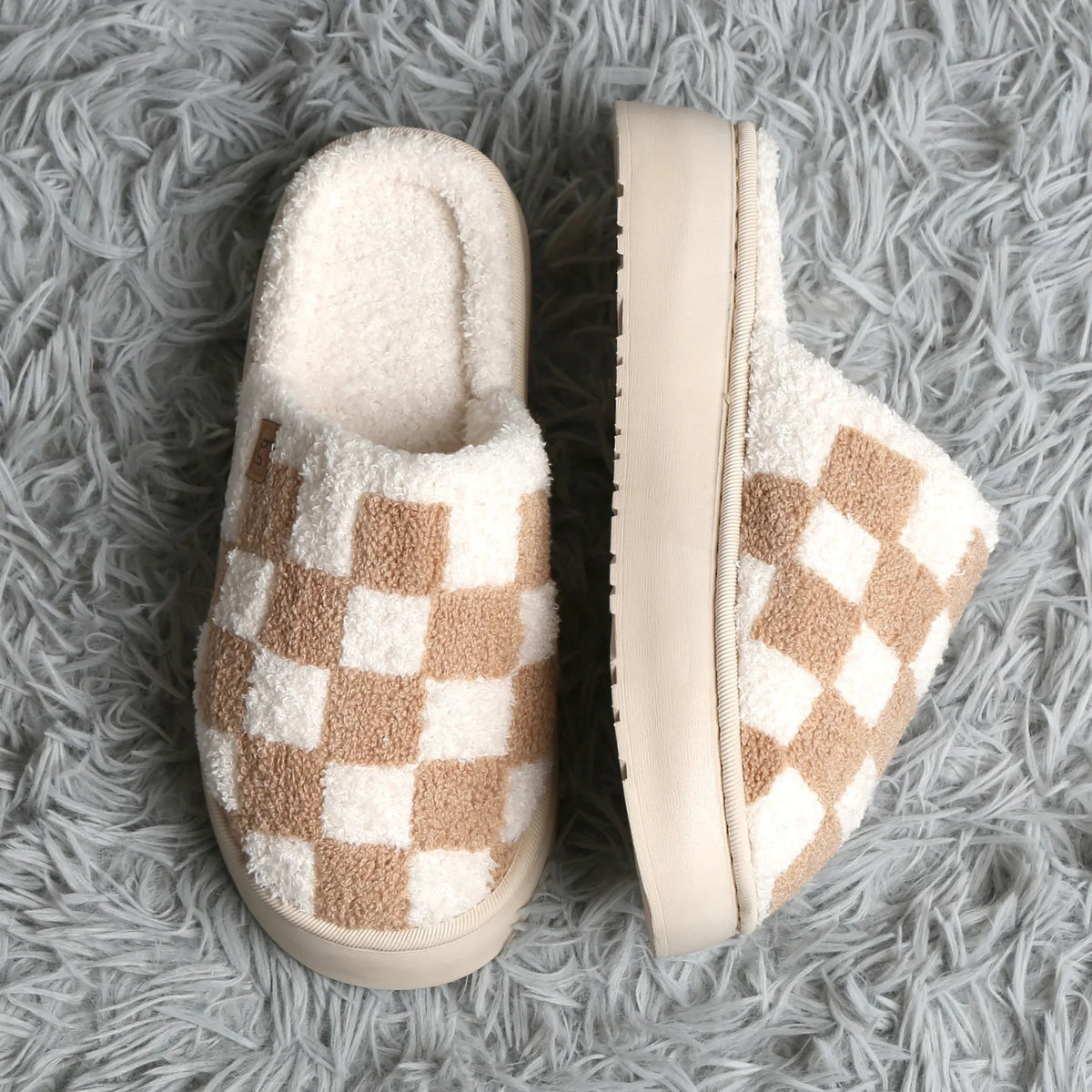 Checkered Luxury Soft Platform Slippers