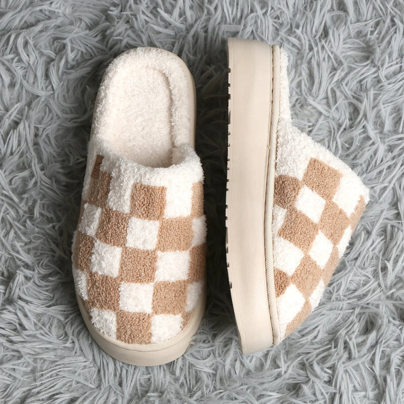 Checkered Luxury Soft Platform Slippers