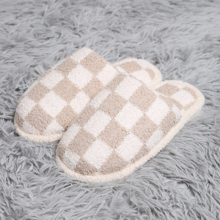 Checkered Pattern Luxury Soft Slippers