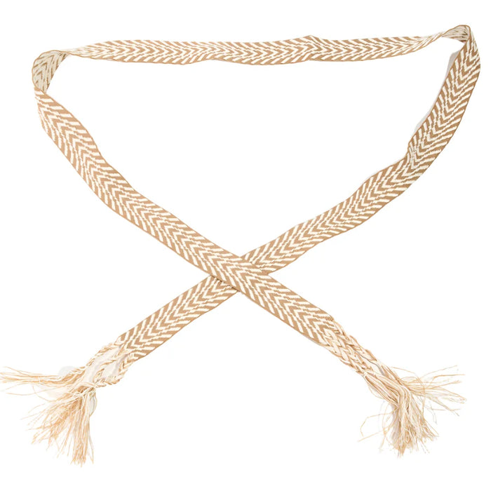 Chevron Stripe Pattern Braided Belt - Khaki