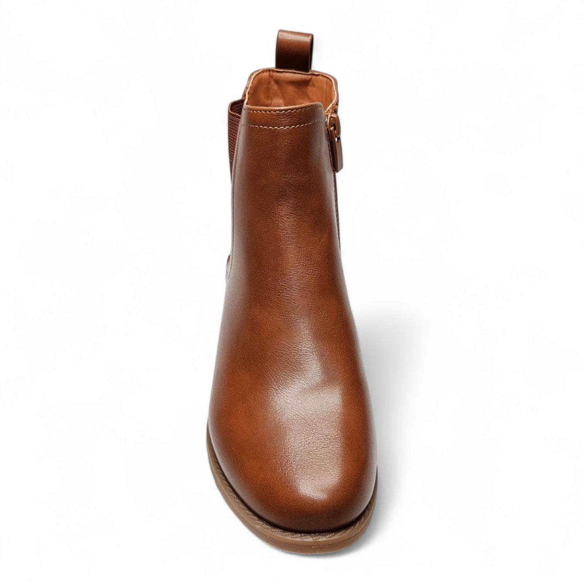 Brown leather Classic Vine Bootie with side zipper and smooth finish