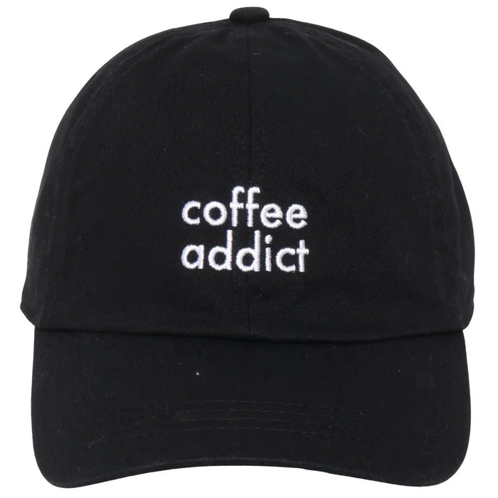 Coffee Addict Embroidery In Cotton Baseball Cap - Black