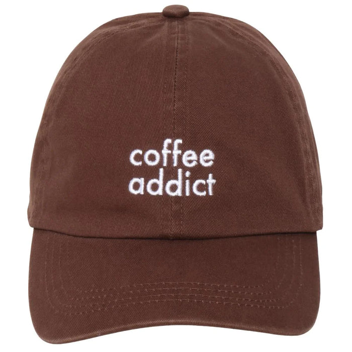 Coffee Addict Embroidery In Cotton Baseball Cap - Brown