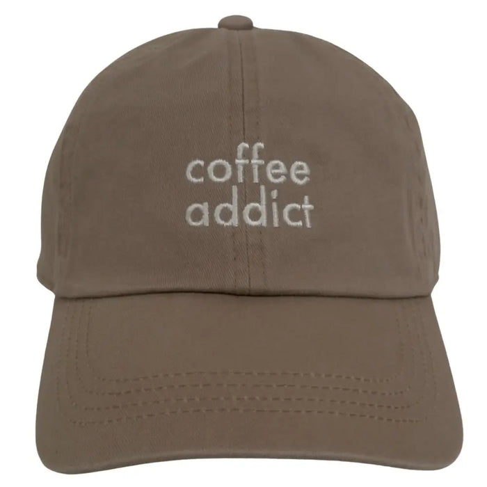 Coffee Addict Embroidery In Cotton Baseball Cap - Taupe - BASEBALL CAPS