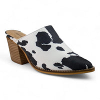 Cow Print Pointed Toe Slip-on Mule
