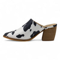 Cow Print Pointed Toe Slip-on Mule
