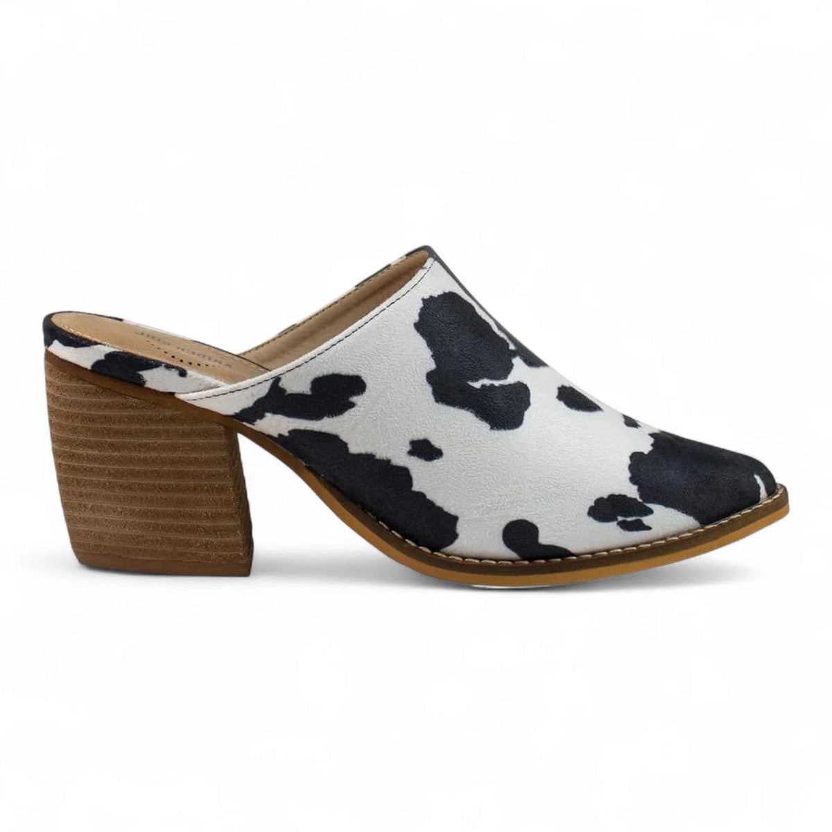 Cow Print Pointed Toe Slip-on Mule