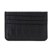 Black leather Crocodile Slim Cardholder featuring a textured crocodile pattern