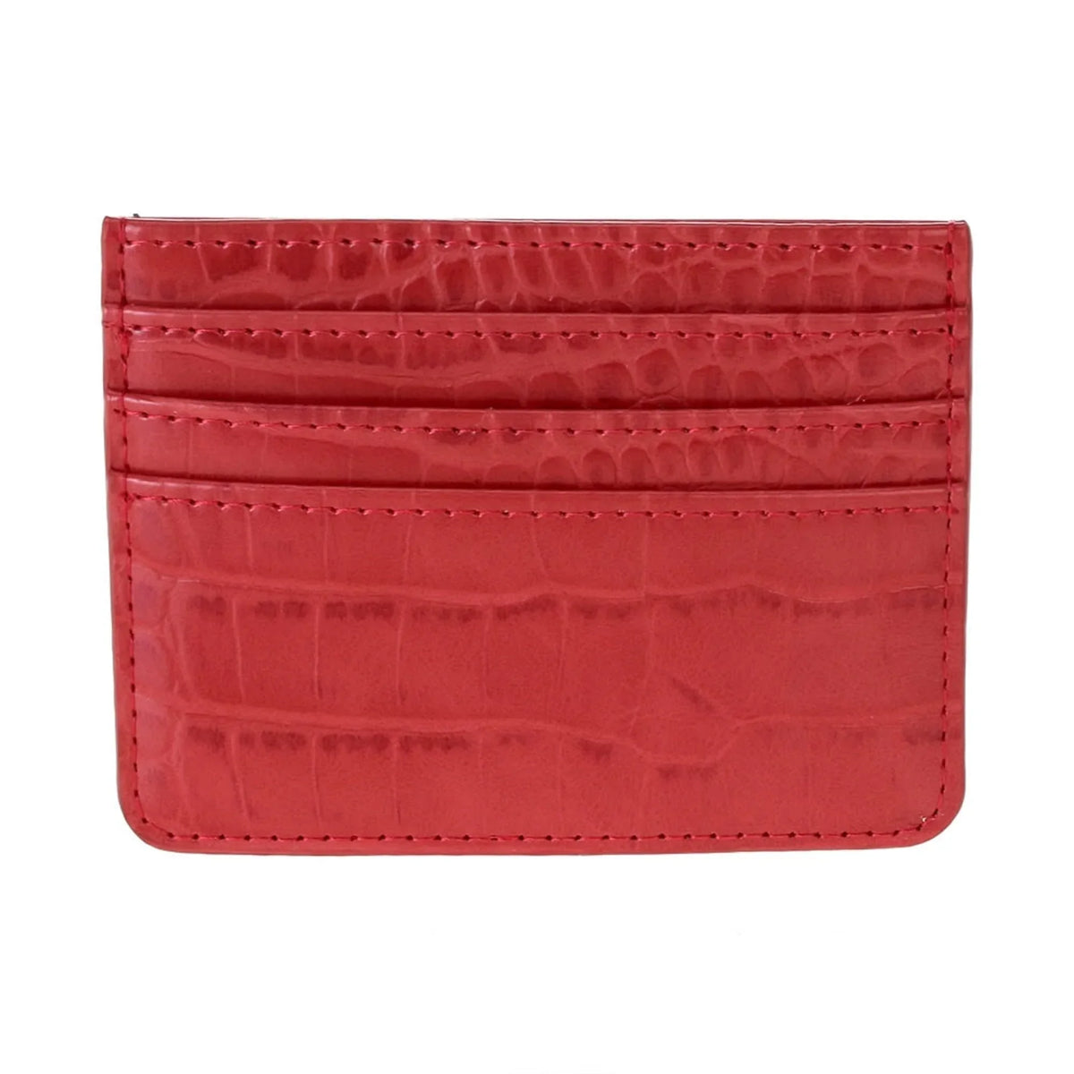 Red leather Crocodile Slim Cardholder with multiple slots for cards and essentials