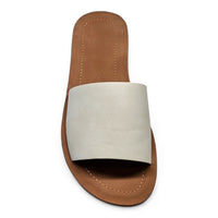 Flat Sandal with Off-White Strap and Tan Leather Sole for Daily Comfort and Style