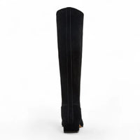 Dantelle Suede Block Heel Tall Boots - BOOTS