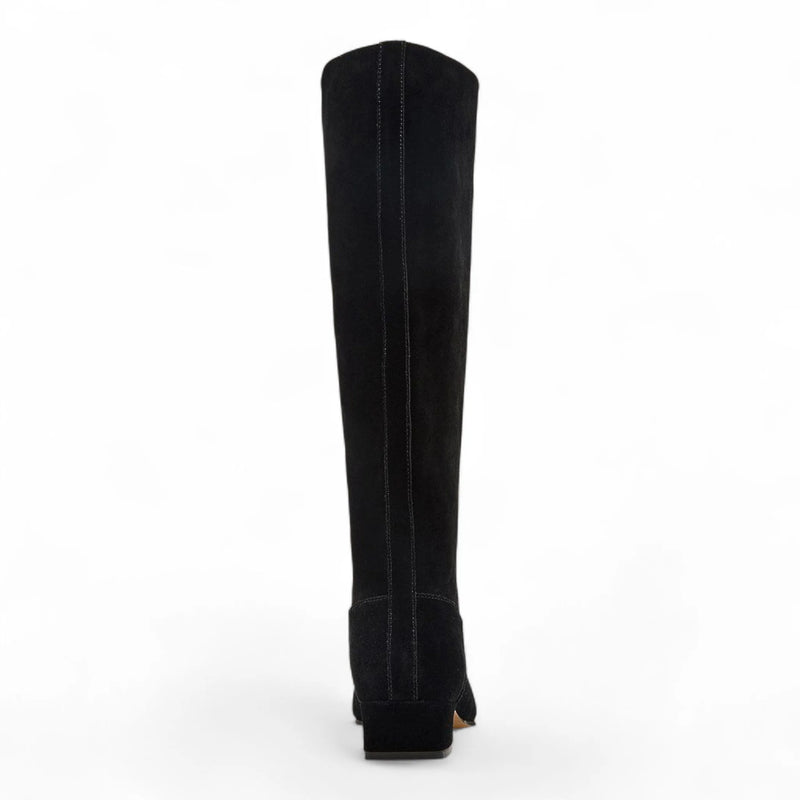 Dantelle Suede Block Heel Tall Boots - BOOTS